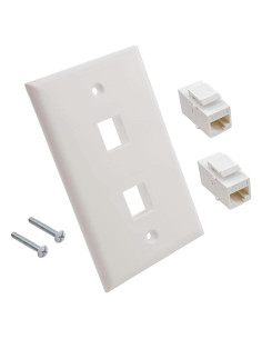 Placa de Pared Ethernet 2 Puertos RJ45 Cat6 Aifeier Blanco