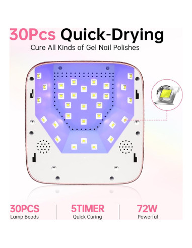Lámpara de Uñas LED UV 72W CHRISTINE SHELLY Rosa Inalámbrica