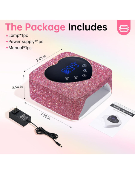 Lámpara de Uñas LED UV 72W CHRISTINE SHELLY Rosa Inalámbrica