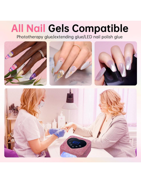 Lámpara de Uñas LED UV 72W CHRISTINE SHELLY Rosa Inalámbrica