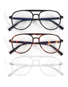 Gafas de Lectura Retro Aviador DXYXYO 3 Paquetes Anti Luz Azul 2