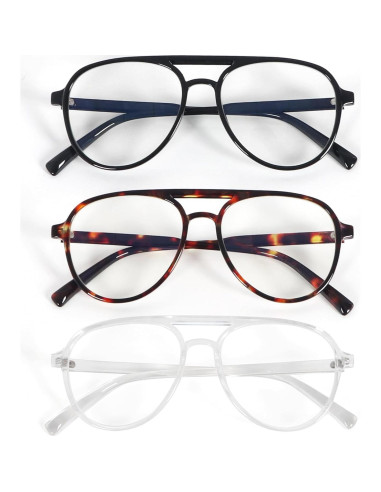 Gafas de Lectura Retro Aviador DXYXYO 3 Paquetes Anti Luz Azul