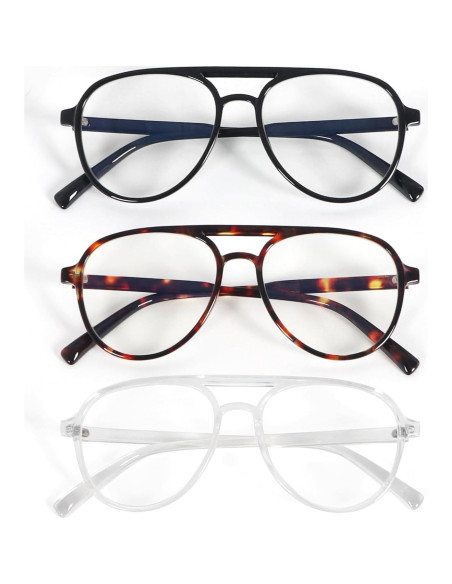 Gafas de Lectura Retro Aviador DXYXYO 3 Paquetes Anti Luz Azul