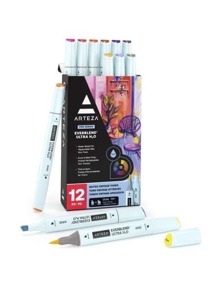 Marcadores Acuarelables ARTEZA 12 Tonos Vintage Doble Punta
