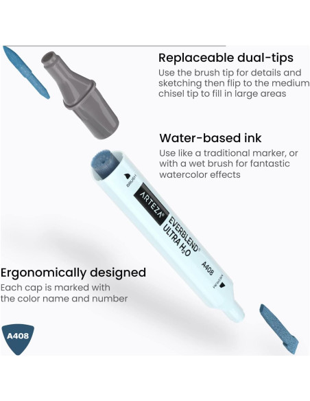 Marcadores Acuarelables ARTEZA 12 Tonos Vintage Doble Punta