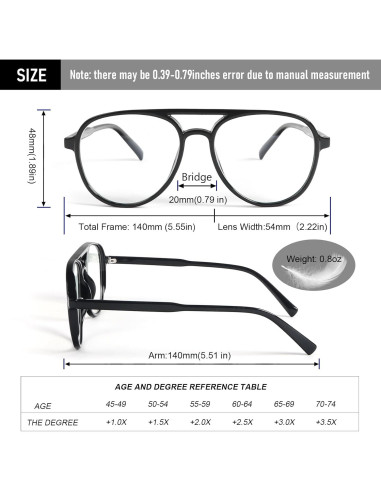 Gafas de Lectura Retro Aviador DXYXYO 3 Paquetes Anti Luz Azul