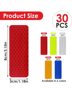 30 Calcomanías Reflectantes de Seguridad Abeillo 3x8 cm 2