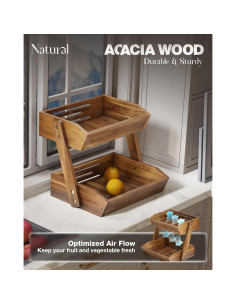 Cesta de Frutas NAGAWOOD 2 Niveles Acacia Natural 26.67 cm 2