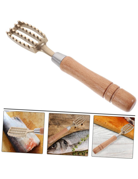 Raspador de Escamas de Pescado Amir - 2 Piezas, Mango de Madera