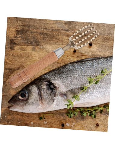 Raspador de Escamas de Pescado Amir - 2 Piezas, Mango de Madera