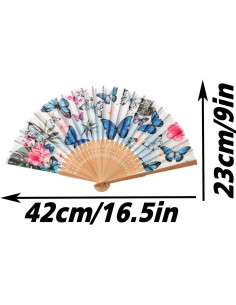 Abanico de Bambú Salutto Mariposa Azul 22.86 cm Reutilizable 2