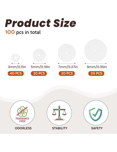 100 Tapones de Silicona Transparente para Pendientes 3-9mm