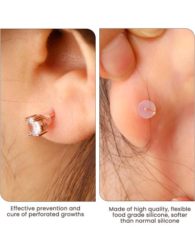 100 Tapones de Silicona Transparente para Pendientes 3-9mm