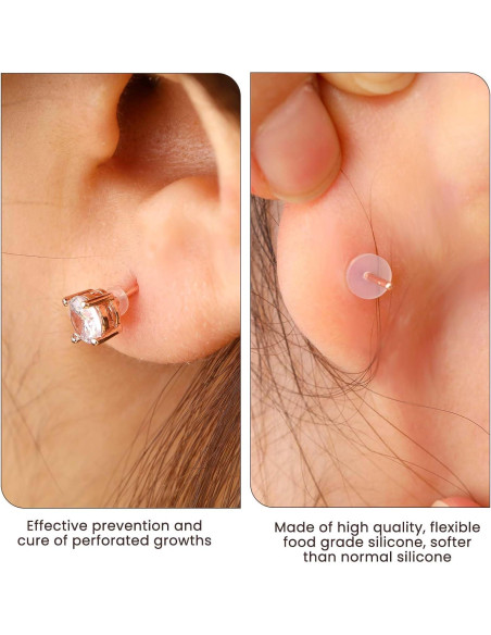 100 Tapones de Silicona Transparente para Pendientes 3-9mm