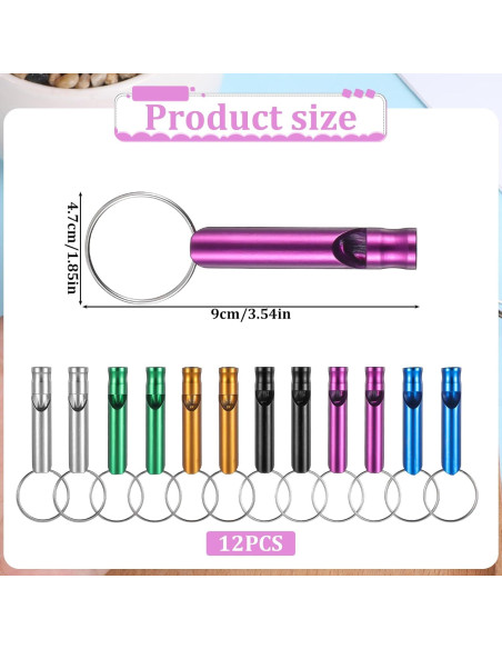 12 Silbatos de Emergencia Aluminio FdcLixuvol 6 Colores