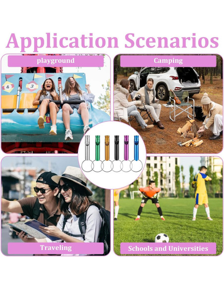 12 Silbatos de Emergencia Aluminio FdcLixuvol 6 Colores