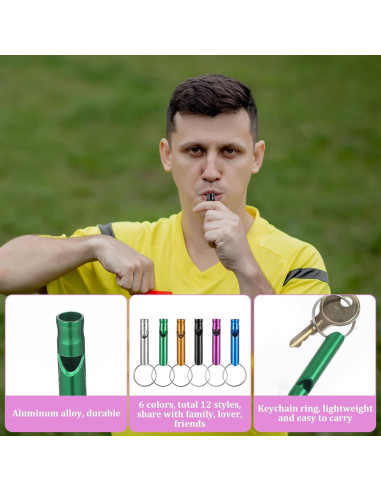 12 Silbatos de Emergencia Aluminio FdcLixuvol 6 Colores