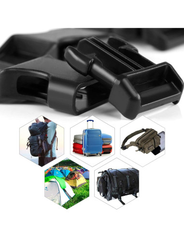 50 Hebillas de Liberación Lateral Plástico LIHAO 40mm Negras