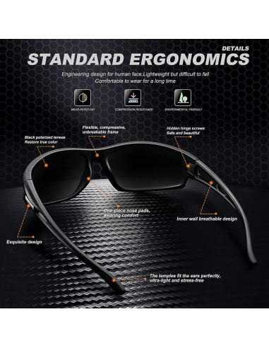 3 Pack Gafas de Sol Polarizadas AWGSEE UV400 para Hombre