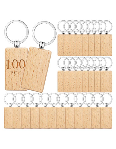 Llaveros de Madera en Blanco Yinkin 100 Pcs para DIY