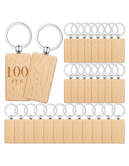 Llaveros de Madera en Blanco Yinkin 100 Pcs para DIY
