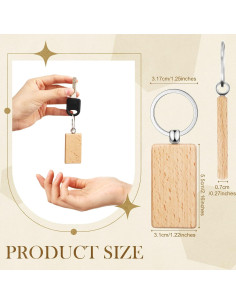 Llaveros de Madera en Blanco Yinkin 100 Pcs para DIY 2