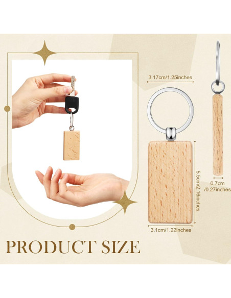 Llaveros de Madera en Blanco Yinkin 100 Pcs para DIY