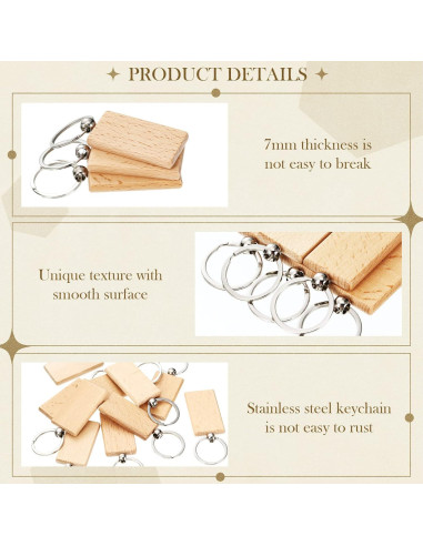 Llaveros de Madera en Blanco Yinkin 100 Pcs para DIY