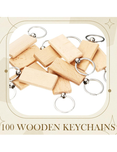 Llaveros de Madera en Blanco Yinkin 100 Pcs para DIY
