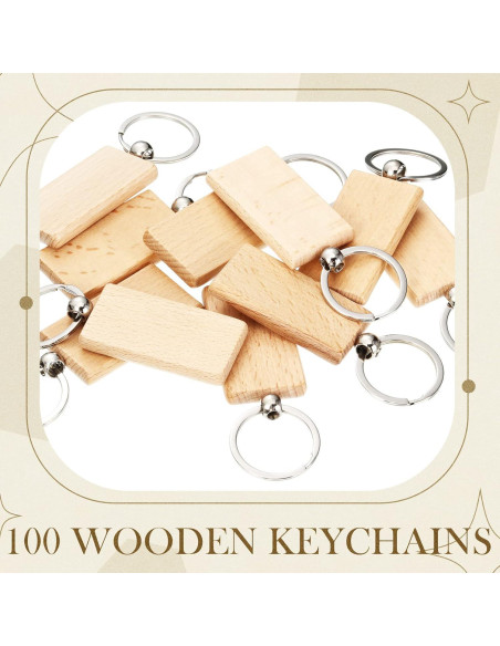 Llaveros de Madera en Blanco Yinkin 100 Pcs para DIY
