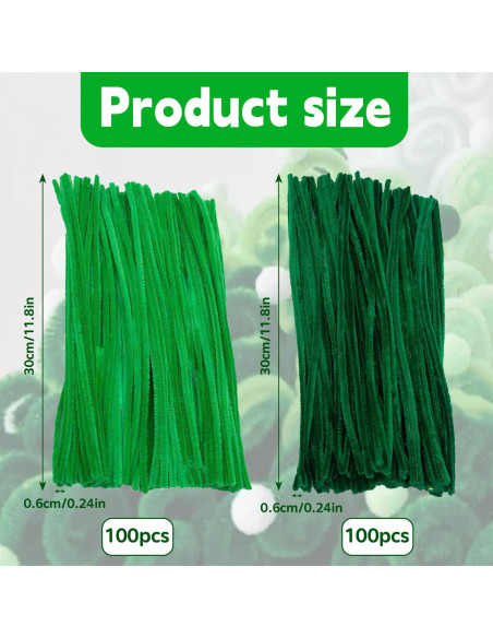 Juego de Limpiapipas Verde 200pcs ZenithFast 30cm para Manualidades