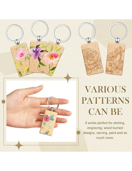 Llaveros de Madera en Blanco Yinkin 100 Pcs para DIY