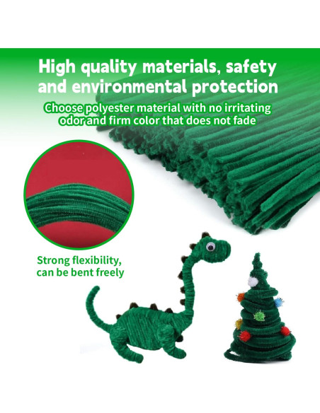 Juego de Limpiapipas Verde 200pcs ZenithFast 30cm para Manualidades