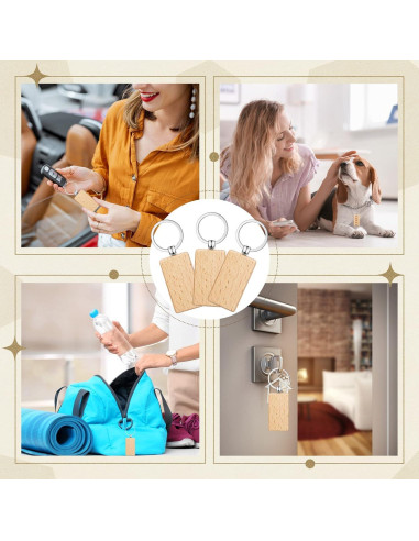 Llaveros de Madera en Blanco Yinkin 100 Pcs para DIY