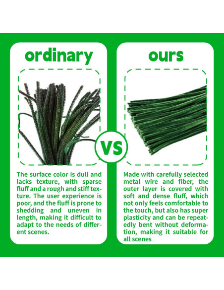 Juego de Limpiapipas Verde 200pcs ZenithFast 30cm para Manualidades