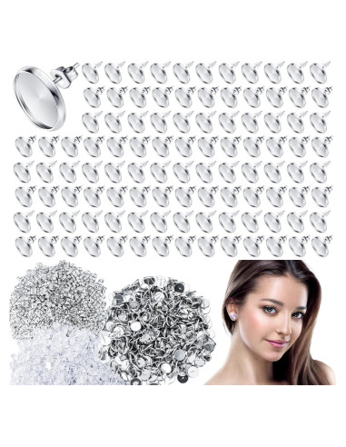 Kit de Pendientes Sureio 1000 Piezas 12 mm Plata