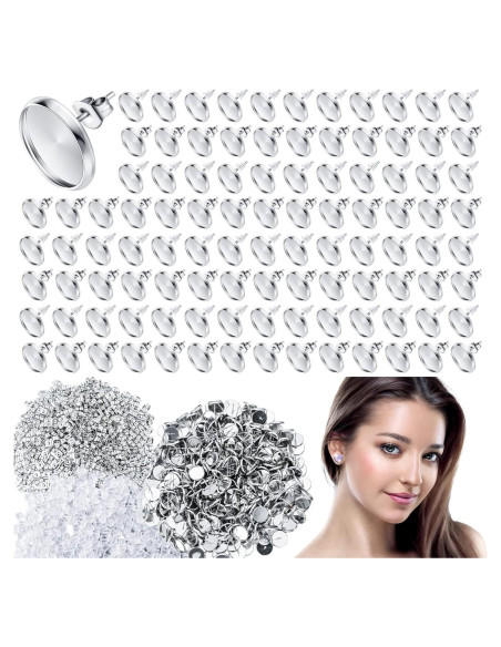 Kit de Pendientes Sureio 1000 Piezas 12 mm Plata