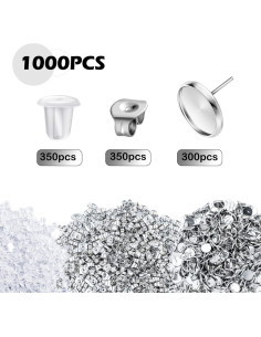 Kit de Pendientes Sureio 1000 Piezas 12 mm Plata 2