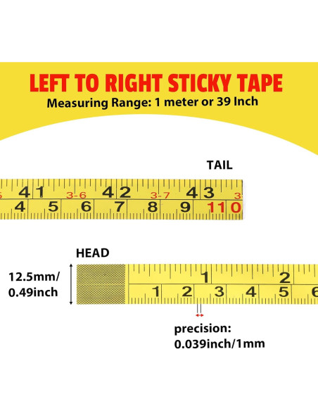 Cinta Métrica Autoadhesiva de Acero SynHHergyx 100cm 2 Pcs