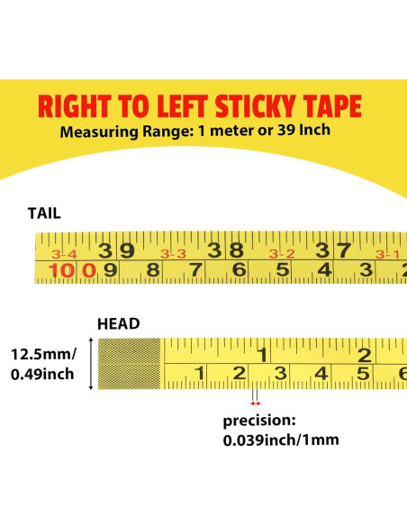 Cinta Métrica Autoadhesiva de Acero SynHHergyx 100cm 2 Pcs