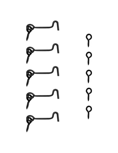 5 Ganchos de Pestillo de Puerta de Granja Yiiseejo 10.16 cm Negro