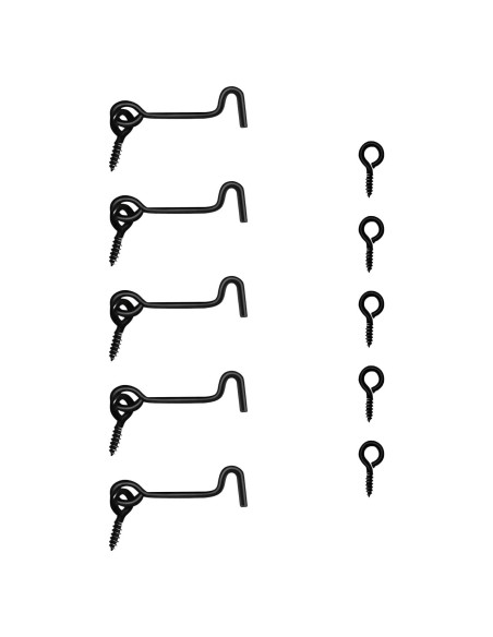 5 Ganchos de Pestillo de Puerta de Granja Yiiseejo 10.16 cm Negro