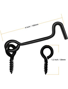 5 Ganchos de Pestillo de Puerta de Granja Yiiseejo 10.16 cm Negro 2