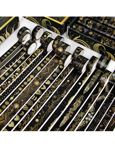 Conjunto de Cinta Washi Negra NANYNNU 27 Rollos Decorativa