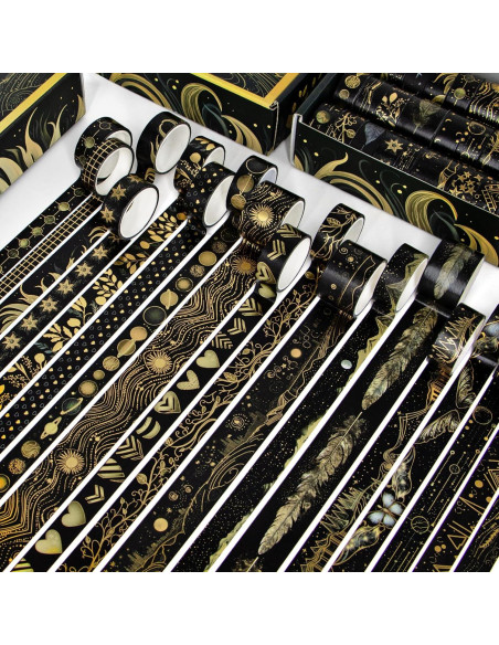 Conjunto de Cinta Washi Negra NANYNNU 27 Rollos Decorativa