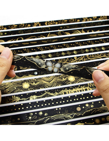 Conjunto de Cinta Washi Negra NANYNNU 27 Rollos Decorativa