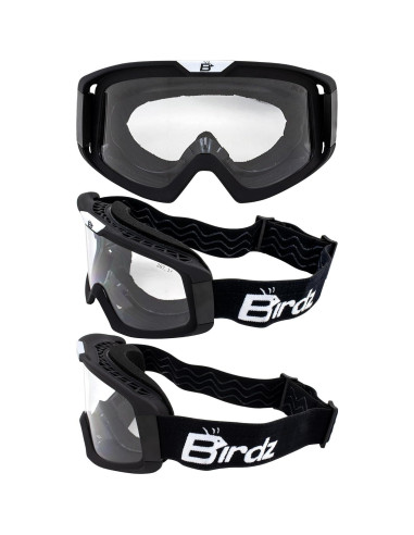 Gafas de moto OTG Birdz Pelican Negro-Claro con lente clara