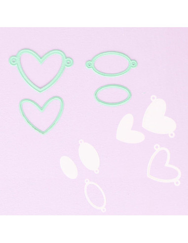 Troqueles Craftelier Corazón y Óvalo - Set de 4 para Scrapbooking