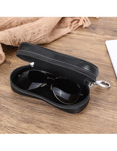 Funda de Gafas de Cuero Polare Marrón Oscuro con Cierre YKK