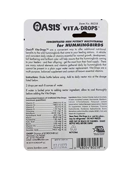 OASIS Gotas Vita Colibrí 56.7g - Multivitaminas para Aves